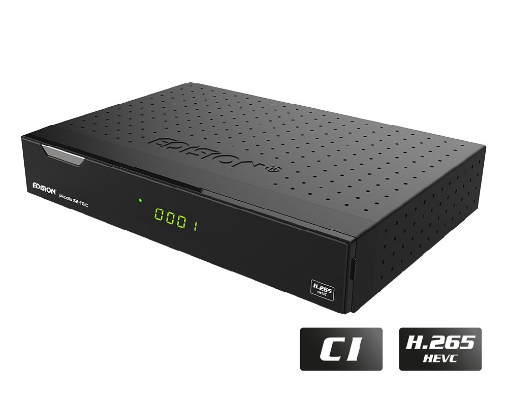 Edision PICCOLLO S2+T2/C Combo Receiver H.265/HEVC (DVB-S2, DVB-T2, DVB-C,) CI Full HD USB Schwarz inkl. HDMI Kabel