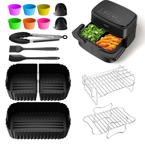 Airfryer Zubehör für Philips Airfryer 1000 Series Flexible Basket - 7,1 L, Philips Airfryer Heißluftfritteuse Zubehör für NA154/00,BPA-frei Mit Silikonform,Muffinform,Grillrost Wiederverwendbar