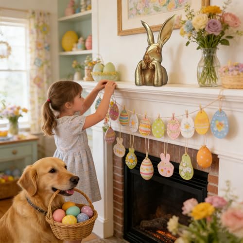 Statue de lapin de Pâques dorée, idée cadeau déco pour la maison - 3