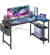 Amazon | TIQLAB ゲーミング パソコン L字型デスク 幅100x70cm 棚付き