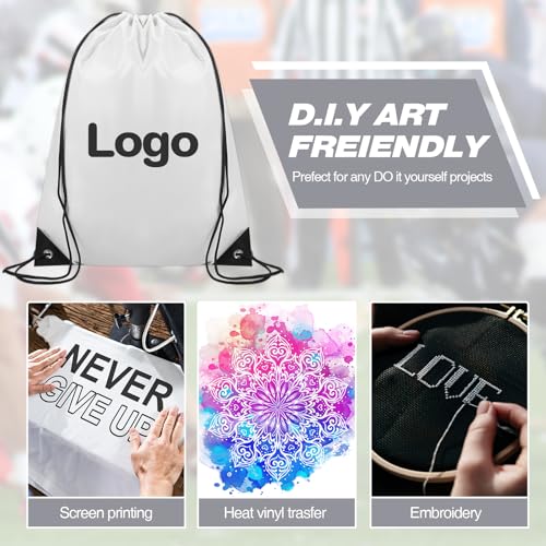 Image of Shappy Drawstring Backpack Bulk Sports Gym Cinch Bag Polyester String Bag for Men Women