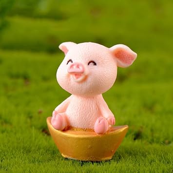 8Pcs Resin Mini Golden Piglet DIY Gardening Micro Landscape Resin Decoration Piglet Desktop Resin Crafts