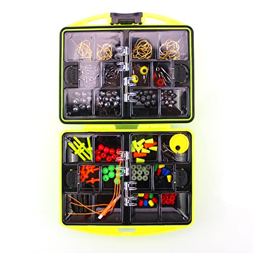184 Pcs Freshwater Fishing Tackle Kit Portable Starter Kids Basic Fishing Accessories Box Including Jig Hooks, Beads, Sinker Slides, Fishing Swivels Snaps
