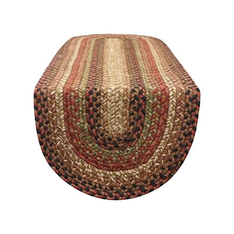 Homespice - Gingerbread Long Country Table Runner, a Perfect Jute Braided Runner to Use as a Dinner Table Runner - Blend of Red, Brown, Green, and Cream - Handmade Textured Table Runner, 11x36 Inches Cover