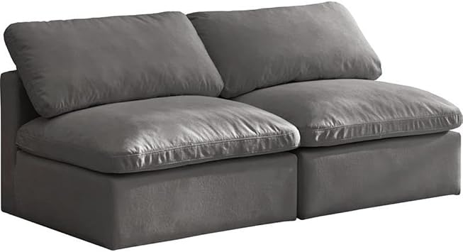 MAKLAINE Contemporary Gray Velvet Modular Armless Sofa, 70" W x 35" D x 32" H, Overstuffed Down Feather Cushions, Soft Velvet Material, Attachment Latch, Customizable Design for Living Room or Lounge