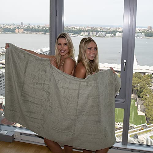 Mosobam 700 Gsm Hotel Luxury Bamboo-Cotton, Bath Towel Sheets 35X70, Light Grey, Set Of 4, Oversized Turkish Towels, Gray #TOP3