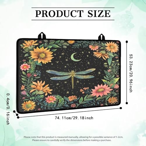 Image of Poceacles Glass Top Stove Cover for Electric Stove, Foldable Cooktop Protector Multipurpose Mat Washer Dryer Top Protector Kitchen Decor Accessories, Dragonfly Moon Flower