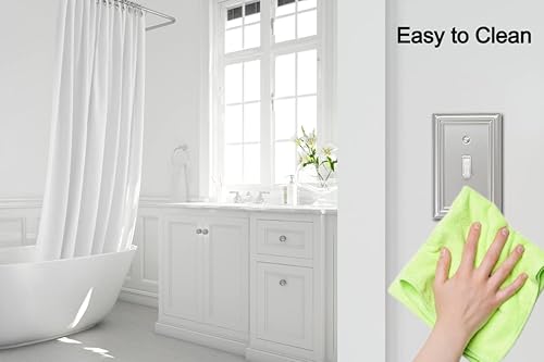 Miniatura 6 de Adler - Placa de pared metálica para interruptor de luz de palanca individual, paquete de 4 unidades de níquel cepillado de 1 banda, cubierta de