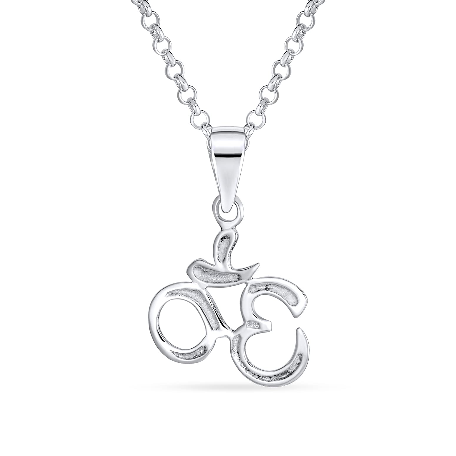 Bling Jewelry Yoga Spirituell Harmony Sanskrit Aum Om Ohm Symbol Anhänger Halskette Für Frauen .925 Sterling Silber 18 Zoll
