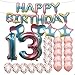 Sweet 13th Birthday Decorations Party Supplies,Rainbow Number 13 Balloons,13th Foil Mylar Balloons Rose Gold Latex Balloon Decoration,Great 13th Birthday Gifts for Girls,Women,Men,Photo Props
