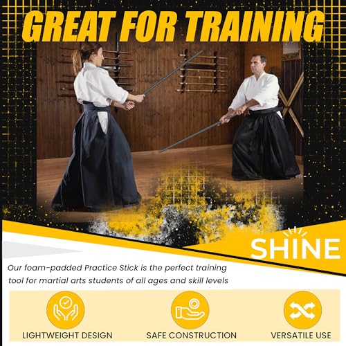 Bo Staff for Martial Arts - Foam Escrima Sticks - Martial Arts Bo Staffs Carrying Case w/Strap - Available in 3 Sizes - Practice Karate Martial Arts Weapons - Bo Staff for Kids Adults - Foam Bo Staff