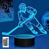 CooPark Eishockey Geschenk, 3d Eishockey Nachtlicht für Kinder mit Fernbedienung 16 Farben ändern dimmbare Funktion, Sport Thema Schlafzimmer Dekor Cooles Lampe für Kinder