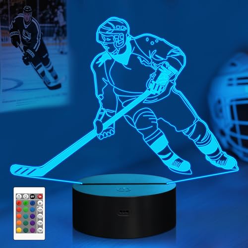 CooPark Eishockey Geschenk, 3d Eishockey Nachtlicht für Kinder mit Fernbedienung 16 Farben ändern dimmbare Funktion, Sport Thema Schlafzimmer Dekor Cooles Lampe für Kinder CooPark Eishockey Geschenk, 3d Eishockey Nachtlicht für Kinder mit Fernbedienung 16 Farben ändern dimmbare Funktion, Sport Thema Schlafzimmer Dekor Cooles Lampe für Kinder