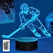 Produktbild CooPark Eishockey Geschenk, 3d Eishockey Nachtlicht für Kinder mit Fernbedienung 16 Farben ändern dimmbare Funktion, Sport Thema Schlafzimmer Dekor Cooles Lampe für Kinder