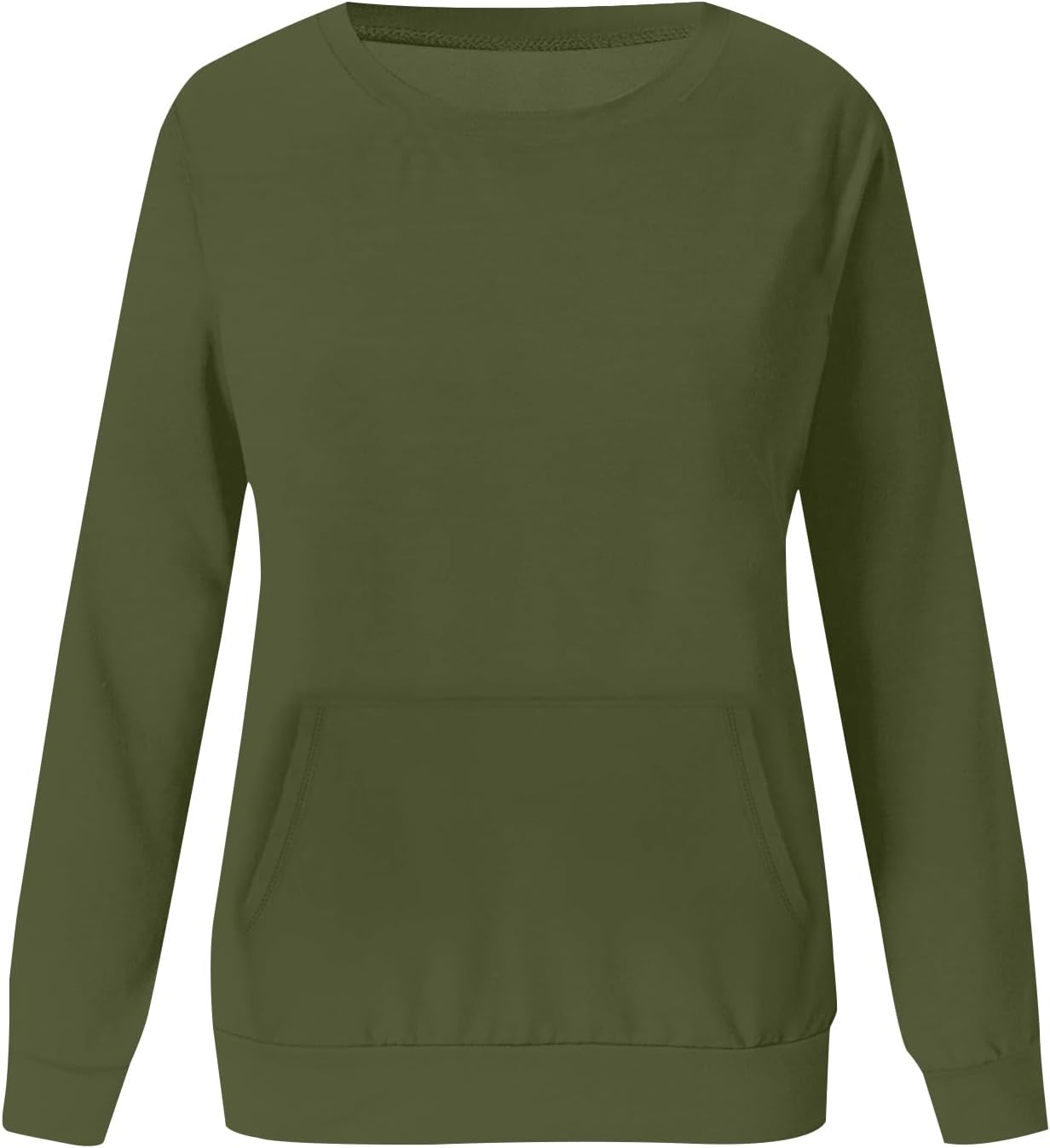 Women's Plus Size Sweatshirts, Casual Long Sleeve Sweatshirt Solid Color Crewneck Tee Pullover, L-6XL