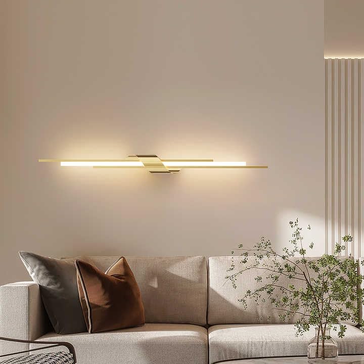 Image of Modern Wall Light for Living Room | Minimalist Metal Wall Lamp with 3-Color LED | Wall Lights for Bedroom, Dining Room, Hallway | Decorative Wall Mount Light Fixtures Indoor (Gold)