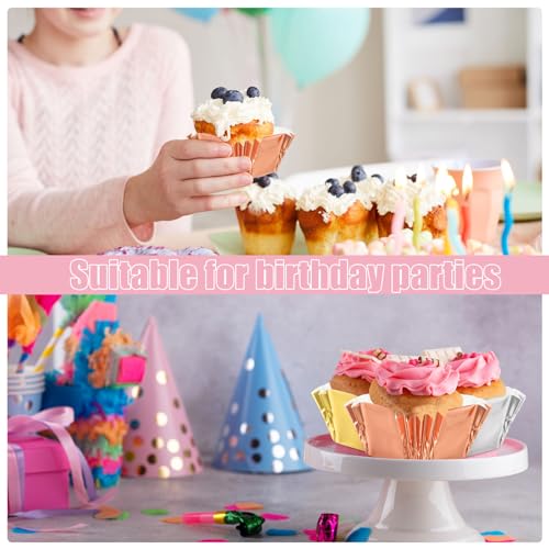 Image of Layhit 600 Pcs Square Mini Foil Cupcake Liner 1.8 inchx2.4 inch Disposable Bright