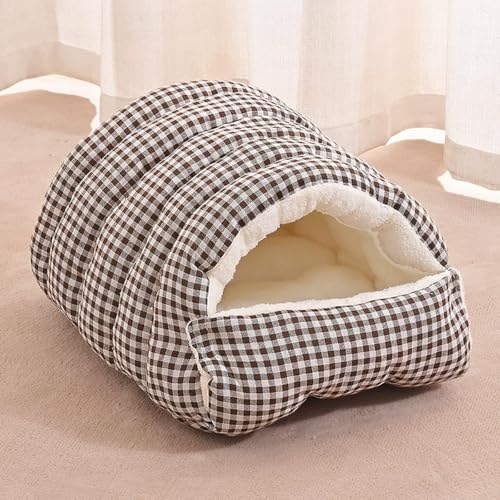 Cuccia per gatti con cappuccio, calda cuccia a igloo per cuccioli di piccola taglia, semi-chiusa, per cani di taglia media, rimovibile, cuscino pieghevole e portatile per animali domestici (nero, L
