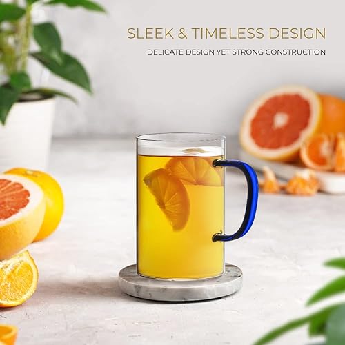 Miniatura 3 de Juego de 4 tazas de café de vidrio transparente tazas de café grandes de 17 onzas ideales para café con leche capuchino té tazas de vidrio premium