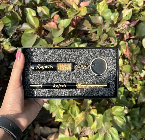 Image of Customized Pen & Keychain Gifts with Name Engraving | Personalized Pen for Gifting | Gift Set for Men & Women, Corporate Gift Set, Personalized Pen and Keychain