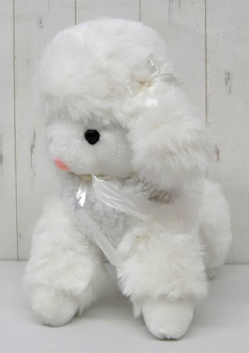 ホワイトぬいぐるみ犬 リボン付き