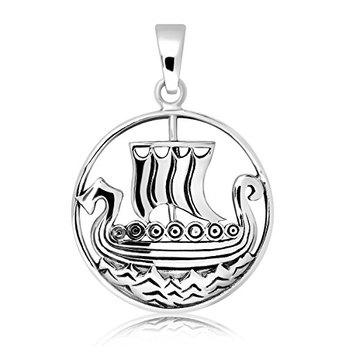WithLoveSilver de plata de ley 925 Nórdico vikingo barco colgante