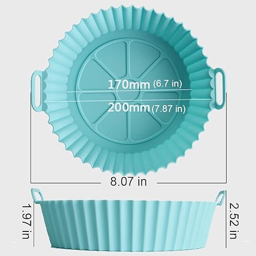 Miniatura 4 de Paquete de 2 forros de silicona para freidora de aire reutilizables de 8 pulgadas resistente al calor fácil limpieza cesta de silicona para freidora