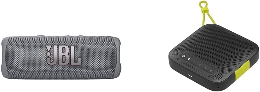 JBL Flip 6 - IPX7 resistente al agua, 12 horas de juego, PartyBoost para emparejamiento de m&uacute;ltiples altavoces para el hogar, el exterior y los viajes Gris e InfinityLab ClearCall - Altavoz - Negro