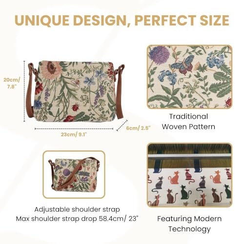 Image of Signare Tapestry Crossbody Bag Sling Shoulder Purse for Women