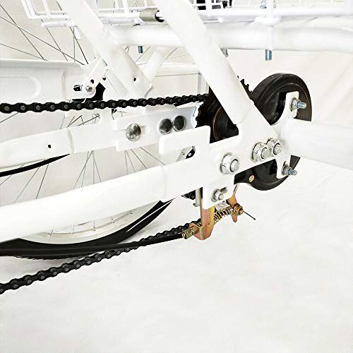 RibasuBB 20 inch fiets met mand, 3 wielen 1-versnelling driewieler voor volwassenen fiets volwassenenfiets met mand - Afbeelding 5