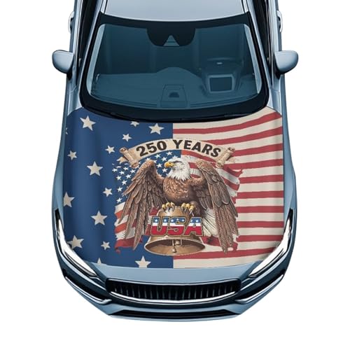 Image of 250 Years American Flag Car Front Hood Cover Eagle Car Hood Cover Banner for Women Men Automotive Hood Covers All-Season Protection Cars Sedans Accessories Decor
