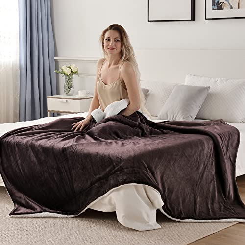 Sochow Sherpa Fleece Throw Blanket, Reversible Super Soft Luxurious Plush Blanket Throw Size, Brown #TOP4