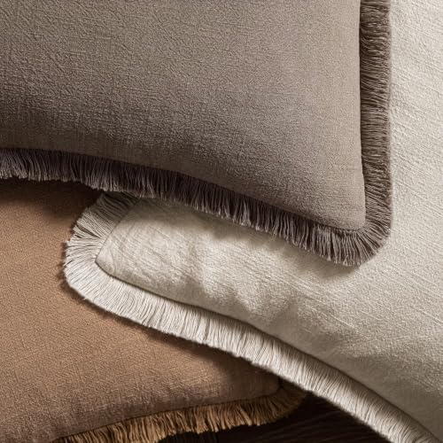 Image of MIULEE Boho Linen Decorative Fall Lumbar Throw Pillow Covers Coffee 12x20