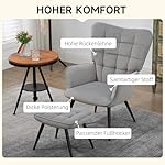 HOMCOM Ohrensessel mit Hocker, Loungesessel, Relaxsessel, Polstersessel mit Samtoptik, Fernsehsessel, Esszimmerstuhl bis 120 kg, für Wohnzimmer, Hellgrau – Bild 4