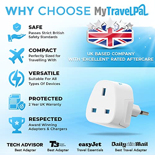 MyTravelPal UK To Italy Plug Adapter (2 Pack), black - Image 4