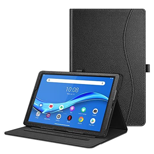 FINTIE Fodral till Lenovo Tab M10 FHD Plus, [Hörnskydd] flervinklat stativ skydd med kortficka för Lenovo TB-X606 10,3 tums Android-surfplatta, svart