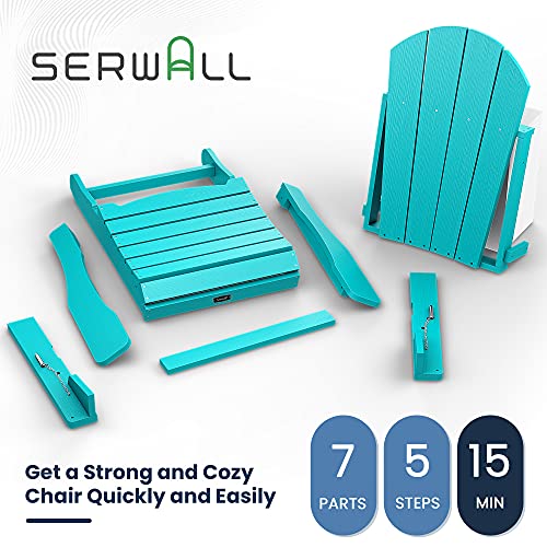 SERWALL Folding Adirondack Painted Chair for Patio, Outdoor,Weather Resistant - Aruba Blue - Image 6