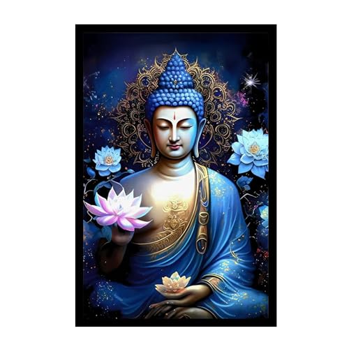 Cadre mural Lord Buddha Tongari décoration spirituelle multicolore 25,4x38,1 cm