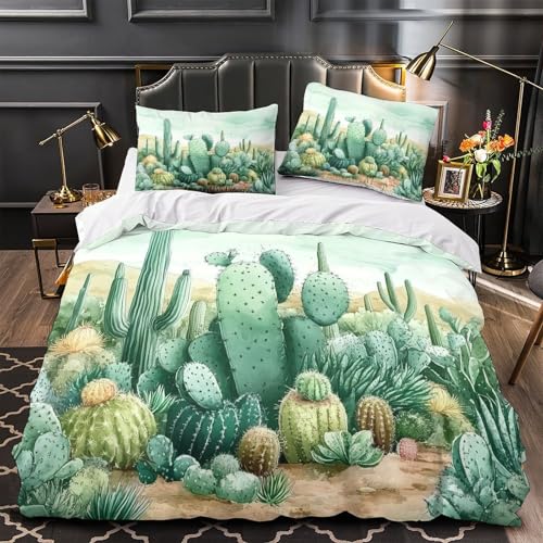 Housse de couette cactus fermeture éclair linge lit doux - 2