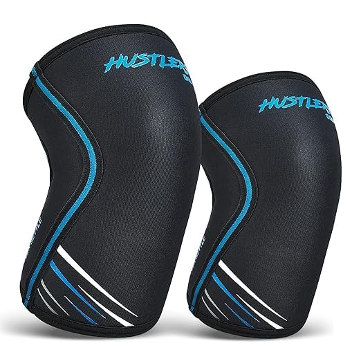 Hustlers Only Knee Sleeves Weight Lifting with 7mm Neoprene Gym Knee Sleeve for Squats, Power Lifting, Double-Ply Compression for Knee Support & Protection (OG Black, M)