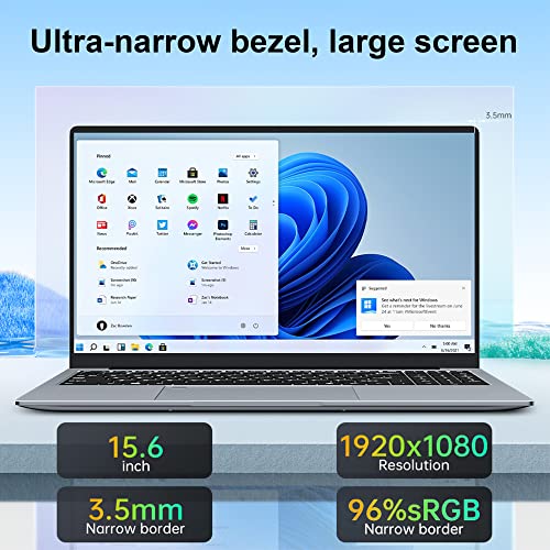 KUU Laptop G5 15.6 Inch, AMD Ryzen 7 5800U Processor up to 4.4 GHz, Windows 11 Notebook PC 16GB DDR4 RAM 512GB PCIE SSD, 180° Rotation Netbook, Type C, Fingerprint Unlock, Backlit Keyboard, 1920*1080 ✪
