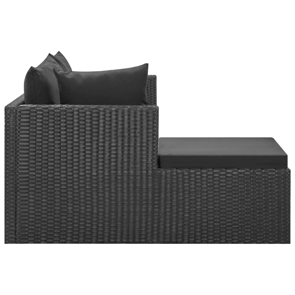 vidaXL Salon de Jardin 4 pcs avec Coussins Mobilier de Patio Meubles d'Extérieur Mobilier de Jardin Meubles de Terrasse Résine Tressée Noir