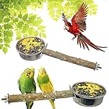 TTEIOPI 2 Pack Bird Feeding Dish Cups,Hanging Stainless Steel Parrot Cage Feeder & Water Bowl with...