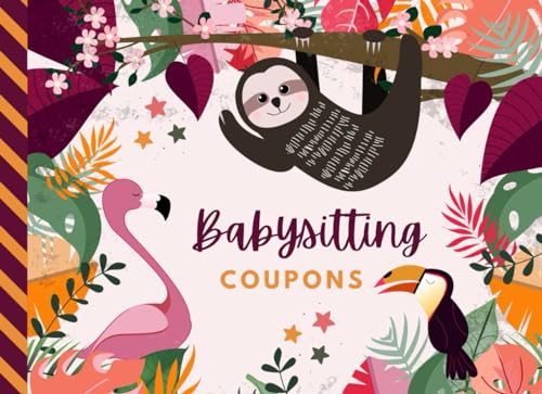 Mimi Babysitting Coupons: 50 Vouchers / Unique Designs on Each Gift Certificate / Blank Template Booklet / For New Mom - Dad - Parents / Zoo Jungle Safari Animal Theme / Elephant Giraffe Lion Cover