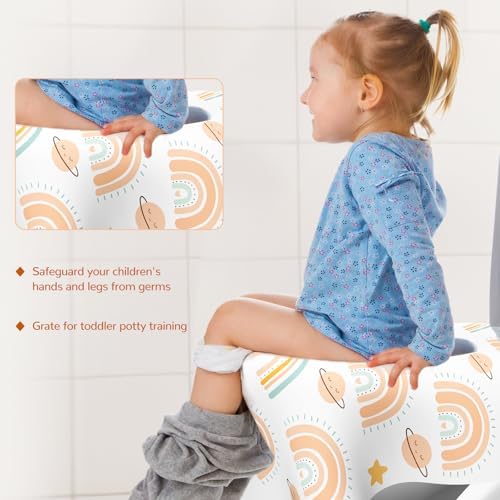 30 Pack Toilet Seat Covers Disposable, Individually Wrapped for Travel, Large Waterproof Potty Covers for Kids and Adults,Toddler Potty Training for Public Restroom, Airplane, Trip - Rainbow - 2