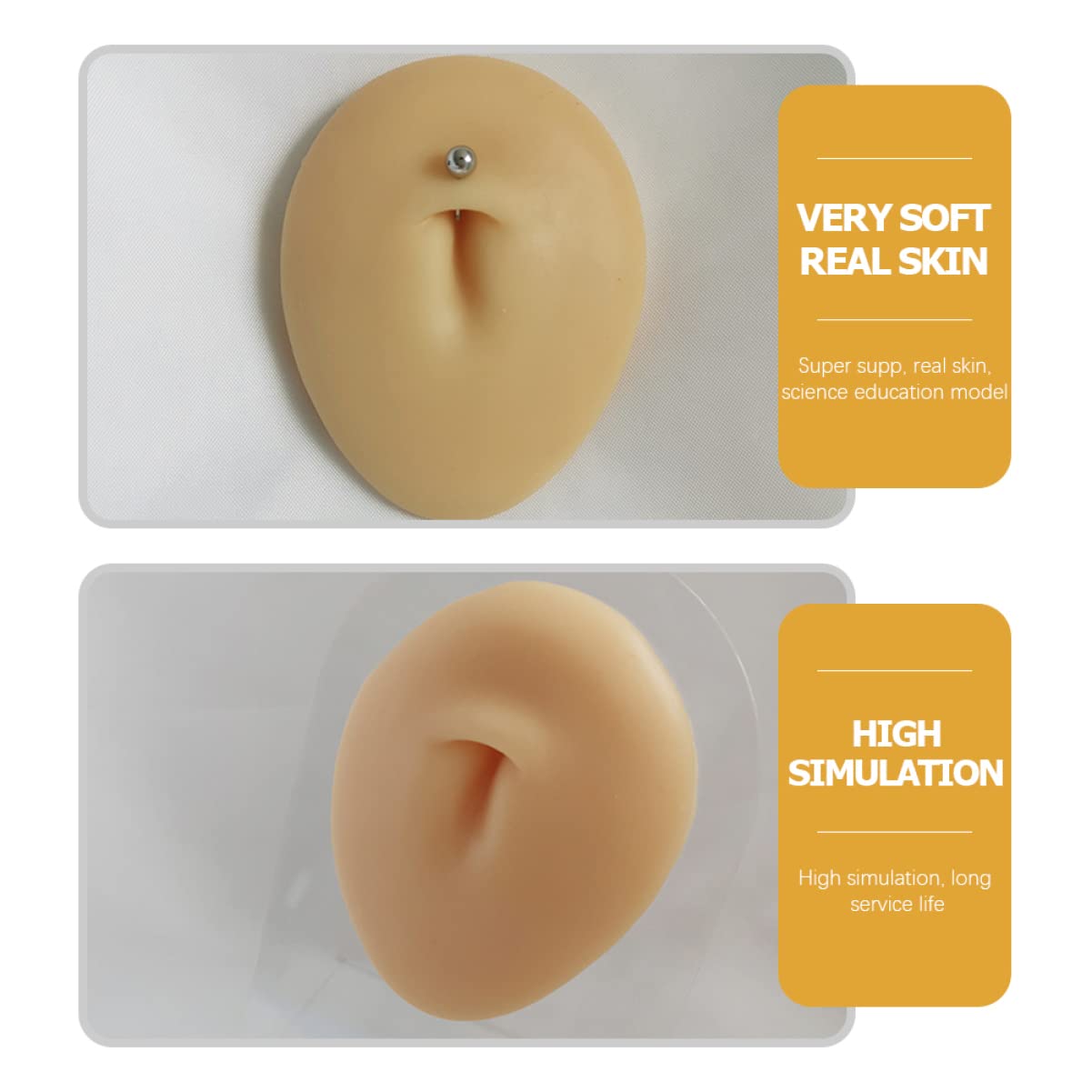 Baluue 2 Stücke Piercing Gummi Menschliche Teil Display Praxis für Lehre Taste Künstliche Silikon Flexible Nabel Akupunktur Körpermodell Simulation Praktische Display Verwenden