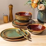 GBHOME Rustic 12-Piece Brown Green