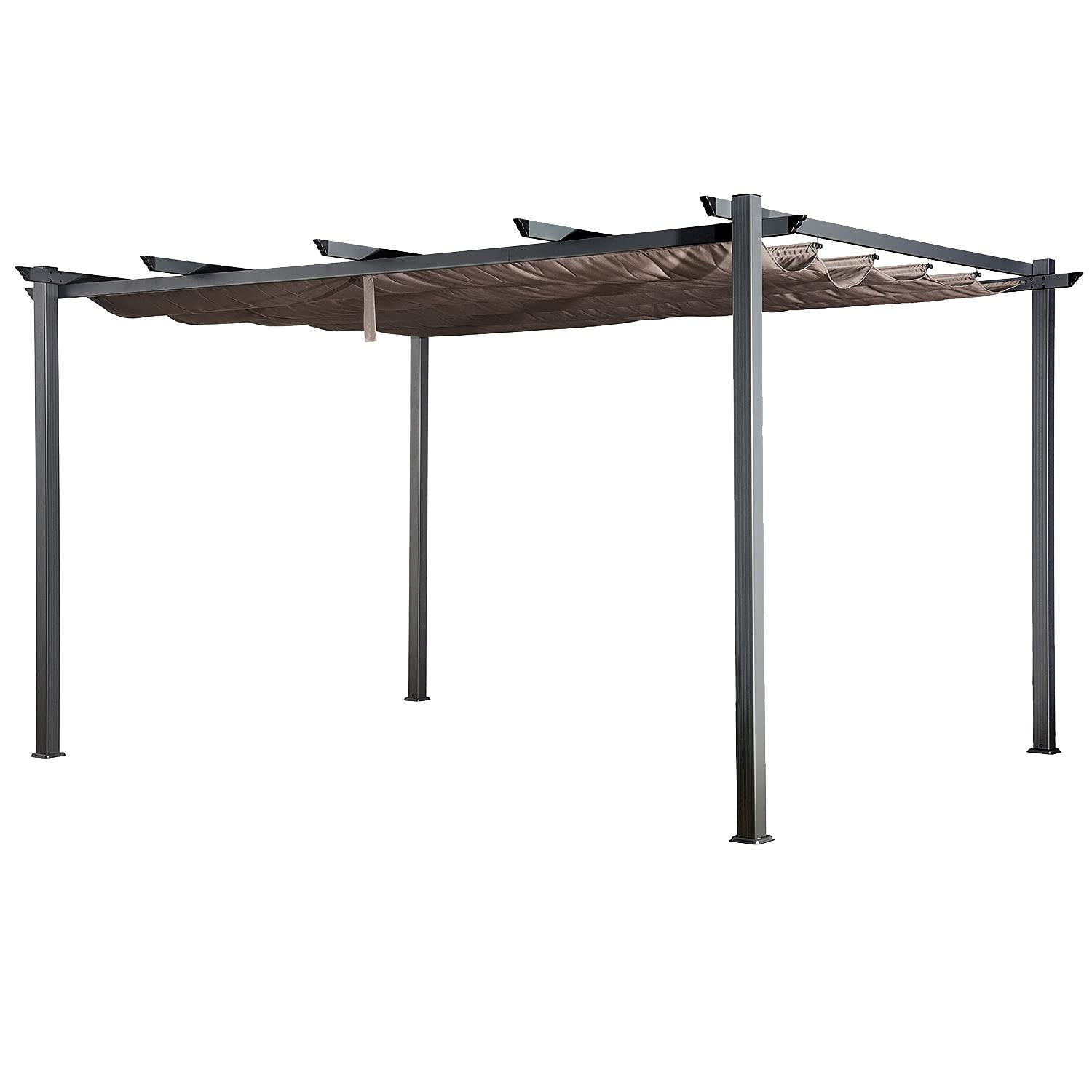 Happy Garden - Pérgola autoportante (3 x 4 m, Estructura de Aluminio), Color marrón