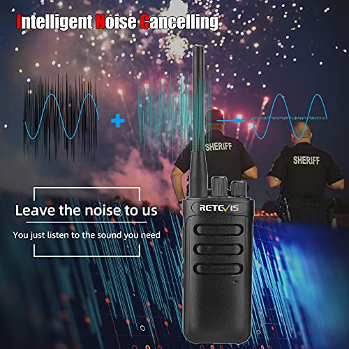 Retevis RB85 Walkie Talkie Professionali, Radio Bidirezionale a Lungo Raggio con Riduzione del Rumore AI, Ricetrasmettitore Portatile Ricaricabile da 2000 mAh per Cantiere (Nero, 6 Pezzi) - Image 3
