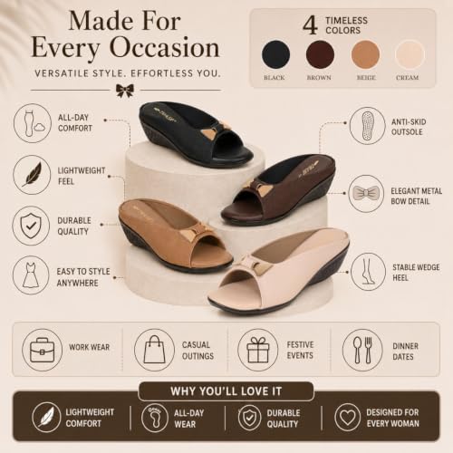 Image of TRASE Women's Fashion Sandals | Faux Leather Comfortable and Stylish Wedges | For Casual Wear & Formal Wear Occasions | For Women & Girls